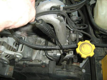 Inserting probe into the dipstick tube